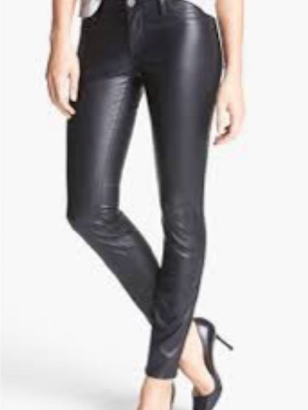 BlankNYC Black Denim Faux Vegan Leather High Waist Flattering Skinny Pants NWT - Picture 5 of 9